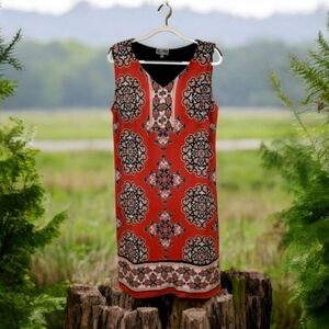 JM Collections womens plus size 3X coral black w beads dress sleeveless …